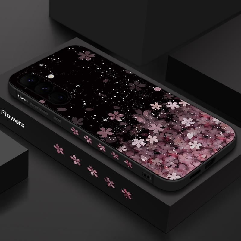 Hülle mit Farbverlauf-Kirschblüten-Muster für Samsung Galaxy S25 S24 S22 Ultra Plus S23 S21 S20 Fe A55 A54 A52 A35 A15 5g Lanyard Tpu Soft Slim Case Cover Samsung S23 Ultra schwarz