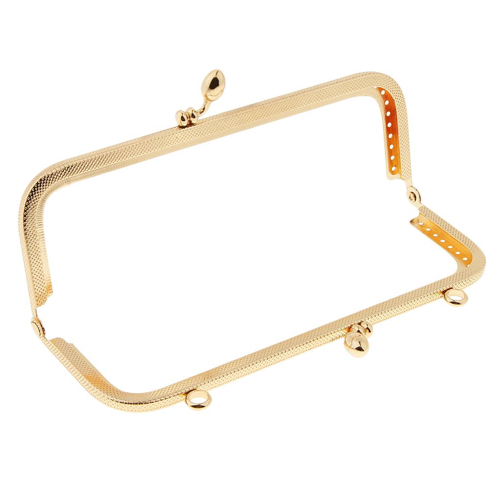 Quadratischer Rahmen aus geprägtem Metall für Handtaschen und Handtaschen, Kussverschluss, Nähschloss, 8,5 cm 18cm goldgelb