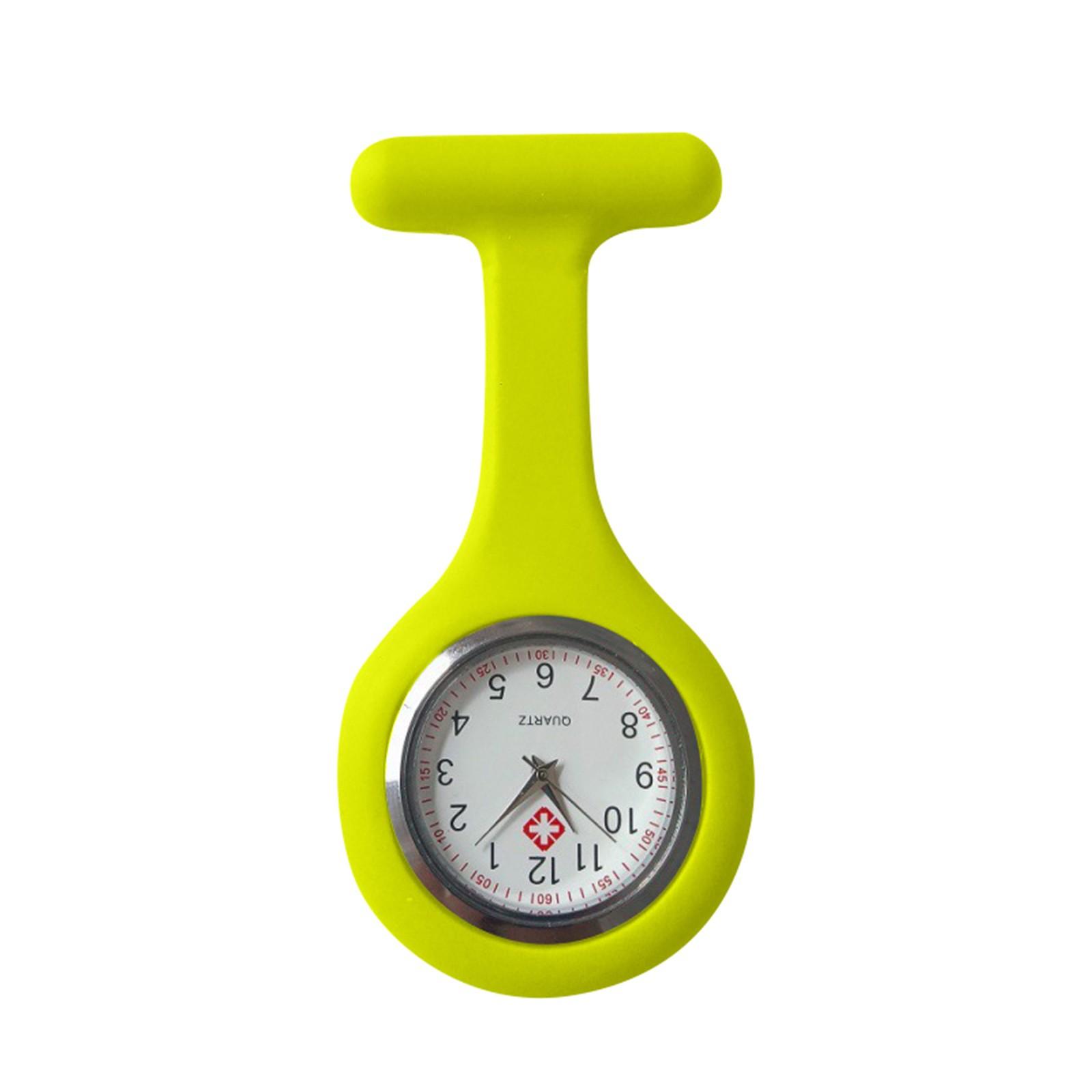 Silikon-Uhr-Brosche-Tunika-Taschenuhr mit kostenloser Batterie One Size gelb