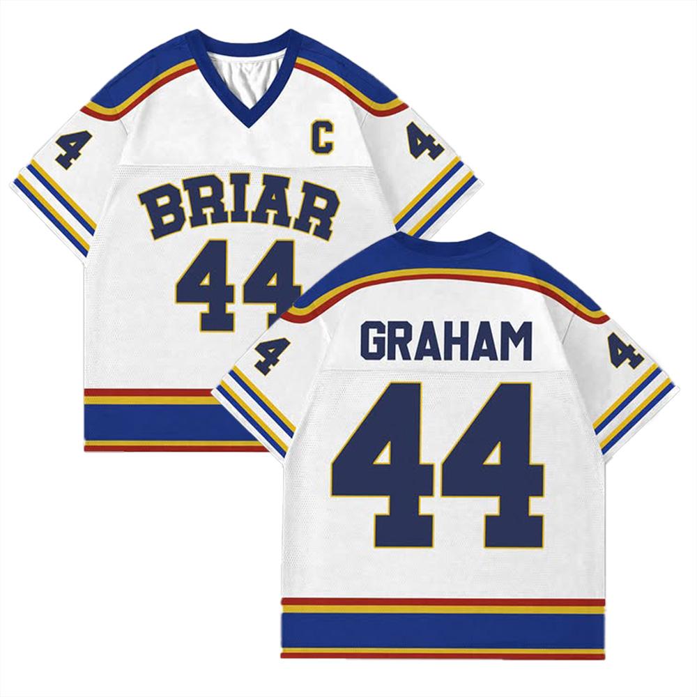 Sommer Off Campus Briar University Eishockey Trikot Graham 44 V-Ausschnitt Kurzarm Oberteil Damen Herren High Street Neues Muster T-Shirt XXXXL