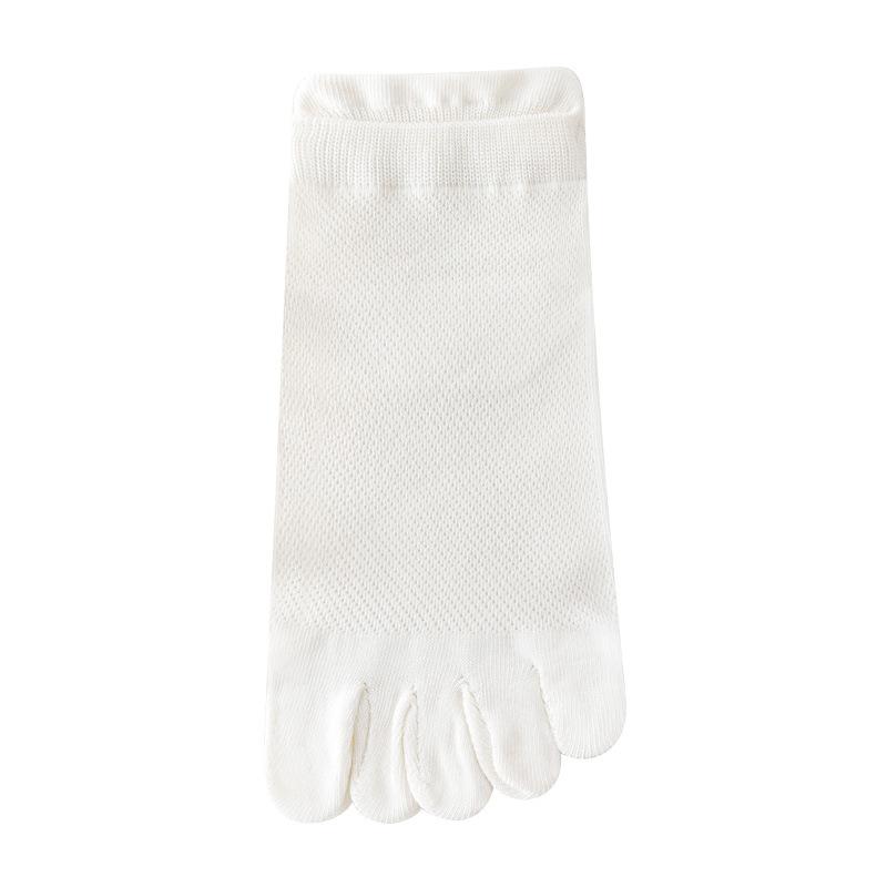 Fünf-Zehen-Socken, Dünne Zehensocken aus reiner Baumwolle mit Mesh, Atmungsaktive und geruchsfreie Zehensocken, Socken gegen Fußpilz 1 pair weiß