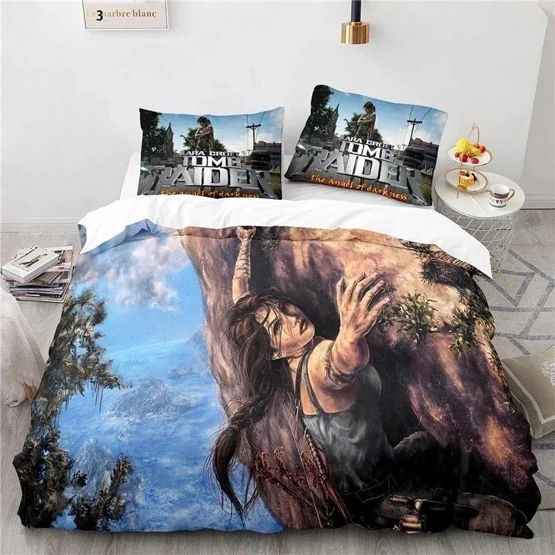 3D-Druck Spiel Tomb Raider Bettwäsche Kollektion Jungen Mädchen Einzel- und Doppelbettgröße Bettbezug Kissenbezug Bett Kinder Erwachsene Heimtextilien 70x133cm 2pcs