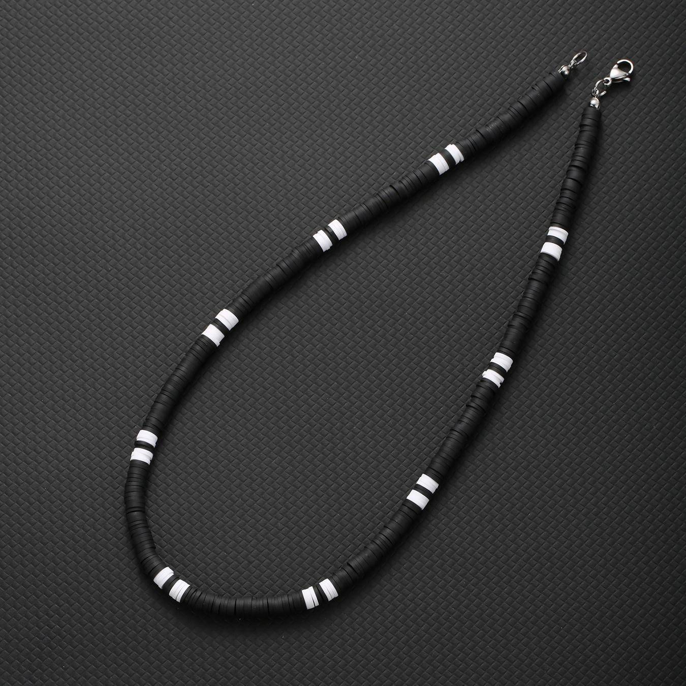 Kragen Mann Böhmisch Weiß Schwarz Weiche Polymerperlen Halskette Mann Collier Mann Männliche Halskette für Männer Frauen Collana Uomo