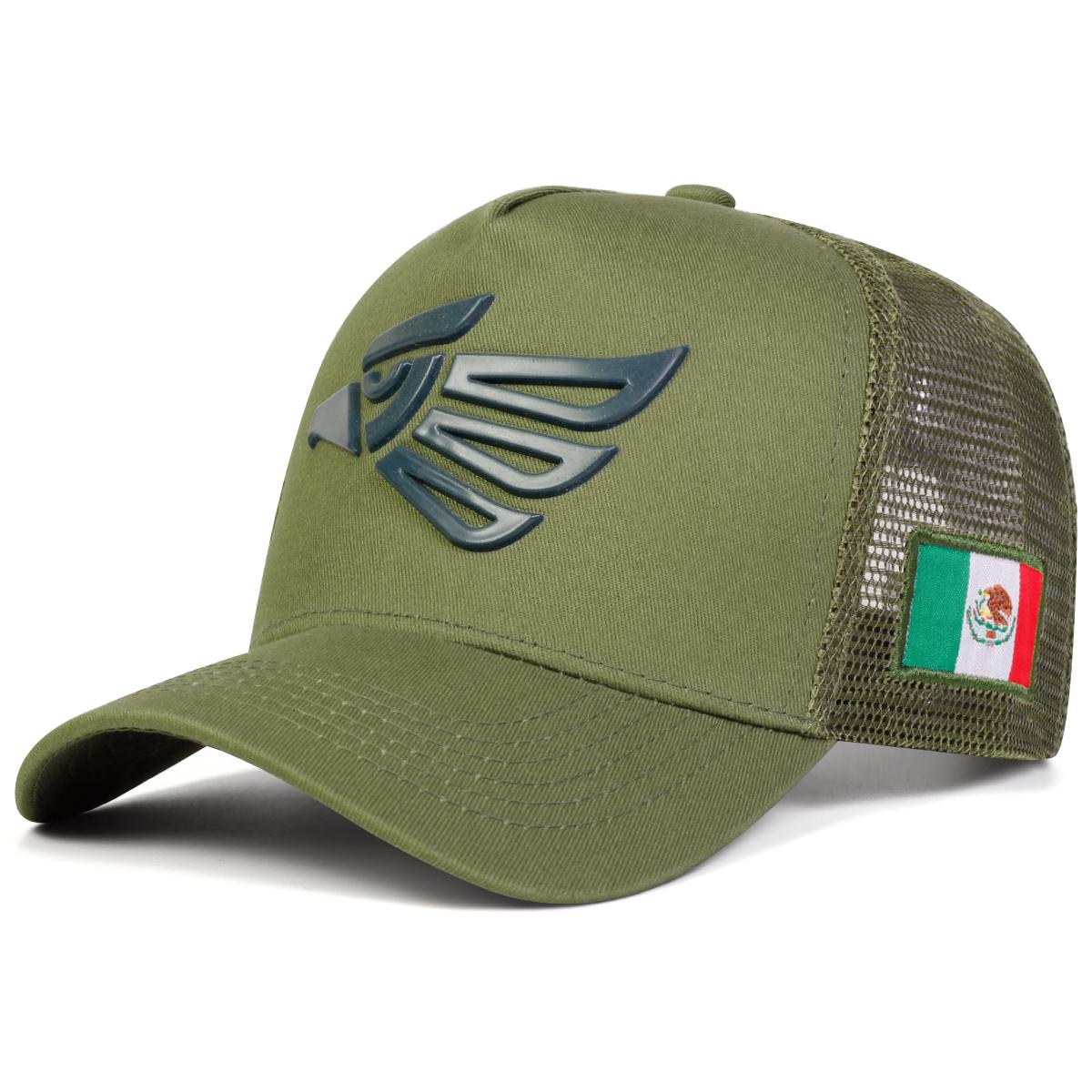 Unisex Mexikanische Adler Dekoration Verstellbare Atmungsaktive Mesh Baseballkappe Hip Hop Caps Frühling Sommer Outdoor Sport Reise für Frauen Männer grün