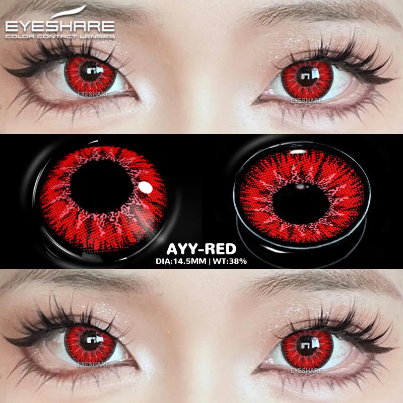 EYESHARE Farbige Kontaktlinsen 2 Stück Halloween Kostüm Farbige Unsichtbare Rote Linsen Cosplay Farb-Make-up Violette Kontaktlinsen Augen-Make-up Linsen