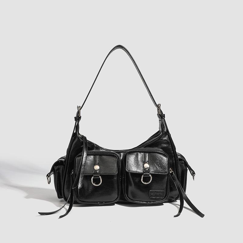 Sommer Hot Girl Motorrad Tasche Baguette Unterarm Tasche Modische Hand Tasche und Schulter Tasche schwarz