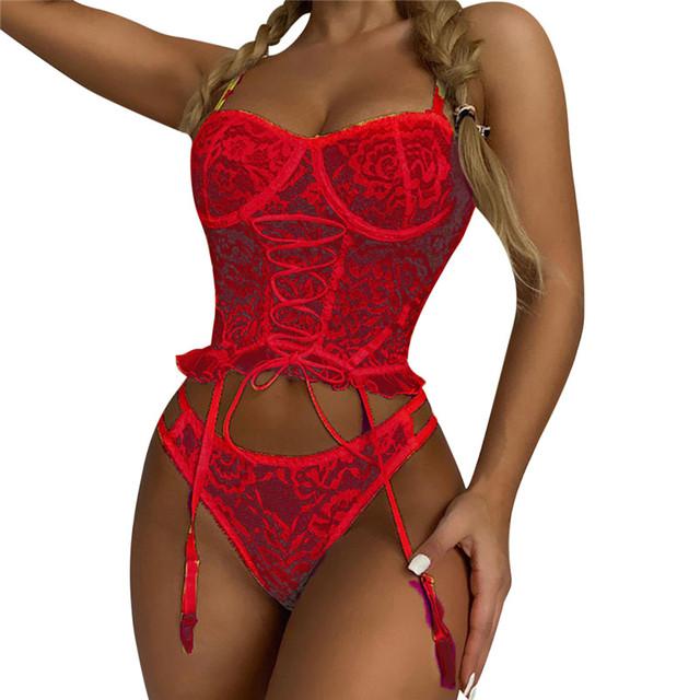 Sexy Dessous Frau Erotische Pyjamas Spitze Dessous Babydoll Transparentes Kleid Sexy Dessous Einfaches Kleid M blau