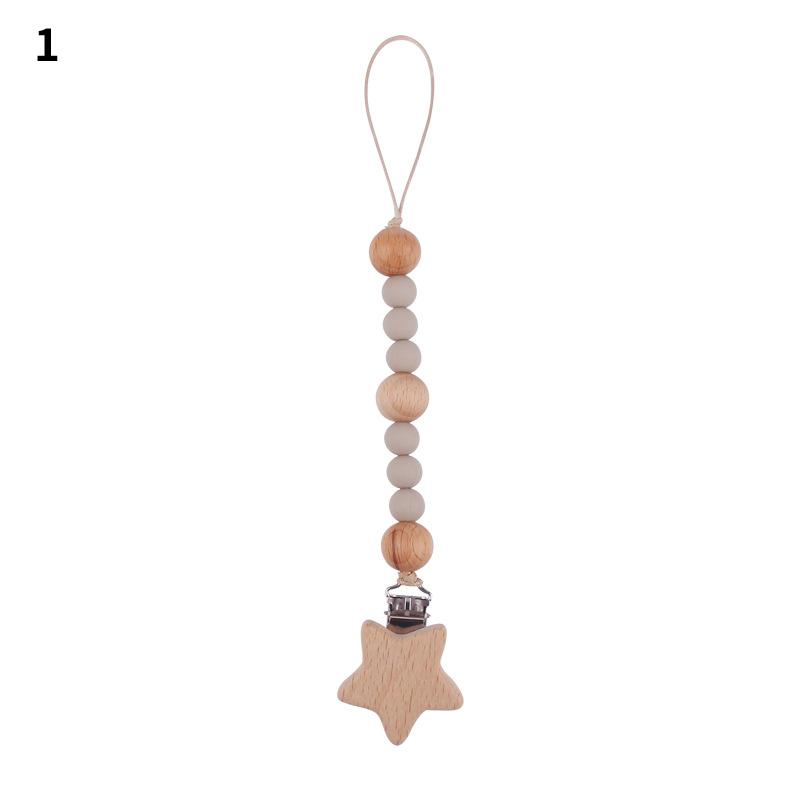 Baby Schnuller Clip Kette Holz Stern Halter Schnuller Clip Riemen Säuglingspflege Nippelhalter 1