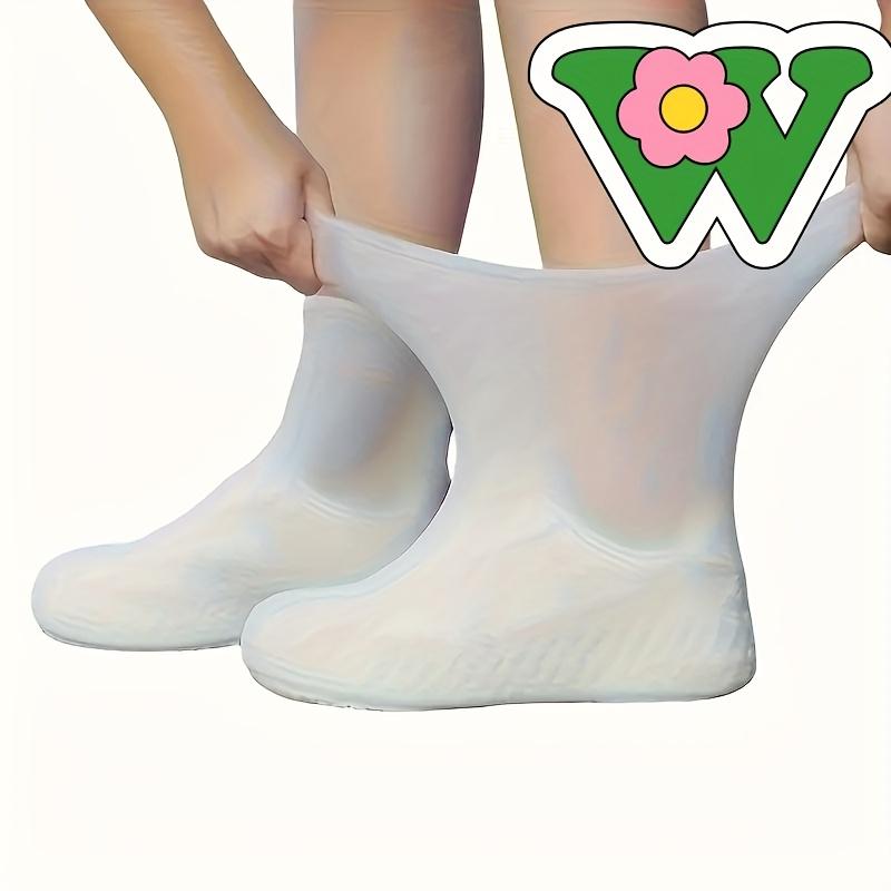 Strapazierfähiger Outdoor-Latex-Wasserschuhüberzug Nahtlos, wasserdicht und rutschfest Perfekt für regnerische Outdoor-Tage 1 Paar 1 pair grauweiß