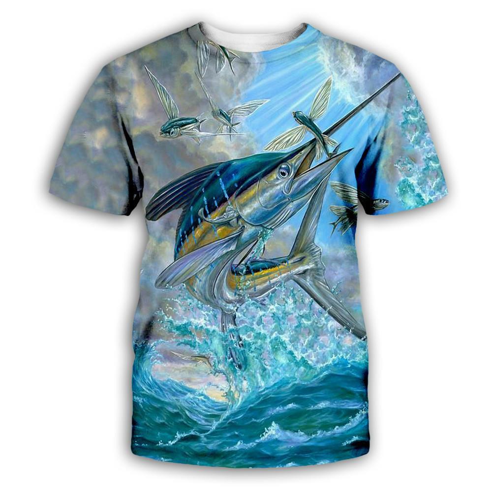 Sommerfischen 3D-Druck T-Shirts Herren Damen Hip Hop Kurzarm T-Shirt Oversized Outdoor-T-Shirts Harajuku Y2k Oberteile Kinderkleidung 4XL