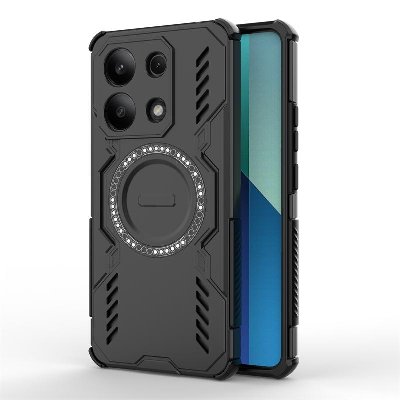 Panzerhülle für Xiaomi Redmi Note 13 4G Magnetische Adsorption Kabellose Ladehülle Redmi Note 13 4G Hülle für Redmi Note 13 4G Hülle Redmi Note 13 4G schwarz