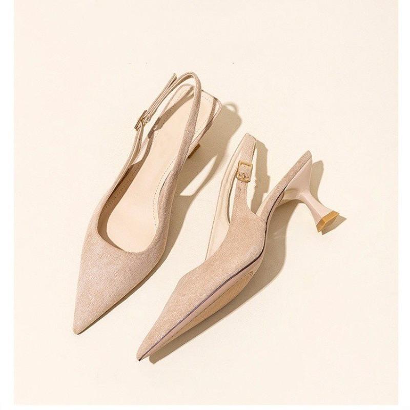Neue Herbst Damen Schuhe Mode Damen Pumps Spitzschuh Hohe Absätze Flache Damen Sandalen Einzel Schuhe 41 beige
