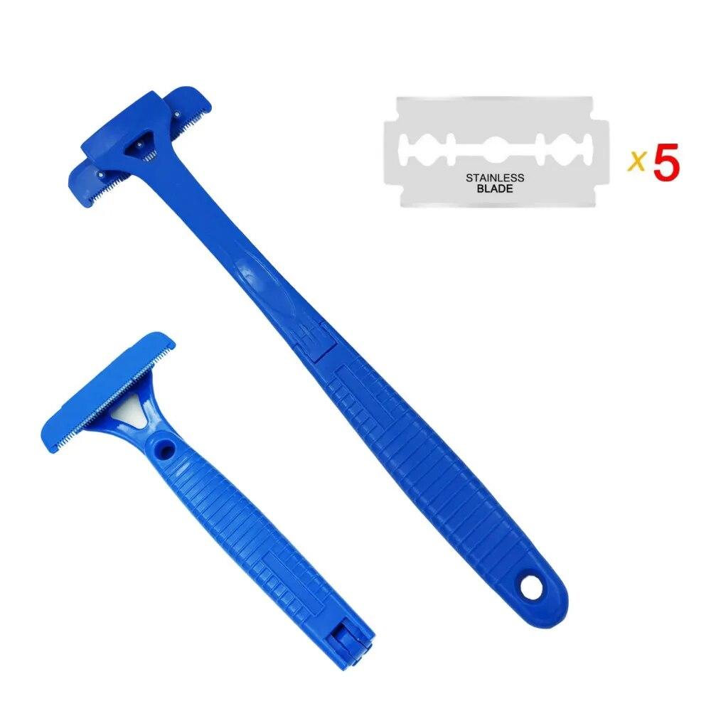 Sicherheit Männer Lange Griff Folding Rasiermesser Körper Rasierer Zurück Haar Trimmer Körper Bein Zurück Rasierer rasierer Epilierer Haar Entfernung werkzeug blau