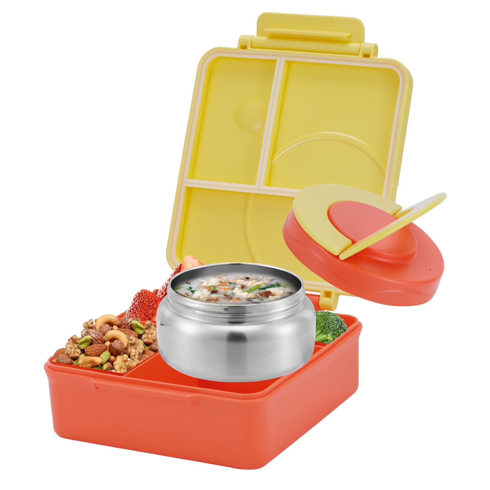 Vierfach-Lunchbox mit isolierter Suppe, für Jugendliche und Arbeiter in Schule, Kantine, zurück zur Schule 4&Other&1 gelb