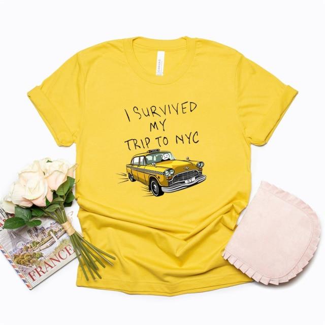 Tom Holland Same Style Tees I Survived My Trip To NYC Print T-Shirt Sommer Casual Streetwear Männer Frauen Unisex Mode T-Shirt Top L gelb