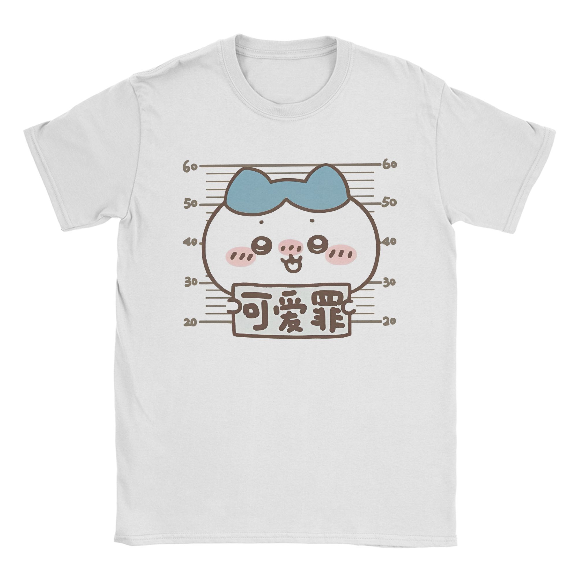 Herren Damen Chiikawa Waffe Niedlicher Bär Lustig Niedliches Meme T-Shirts 100% Baumwolle Oberteile Neuheit Kurzarm Rundhals T-Shirts Übergröße T-Shirt M