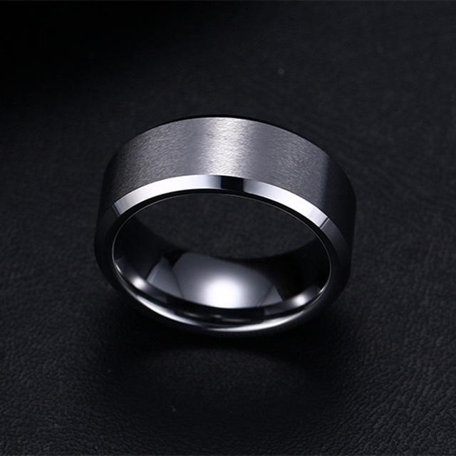 8mm Titan Stahl Band Hochzeit Verlobung Schmuck Schwarz Herren Ring Mode Party Ring Schmuck 8 silber
