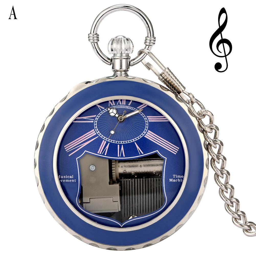 Transparentes Glas Musikalische Taschenuhr Schwanensee Melodie Musik Uhr Antike Anhänger Taschenuhr Vintage Quarz Uhren Geschenk 1Pcs-A