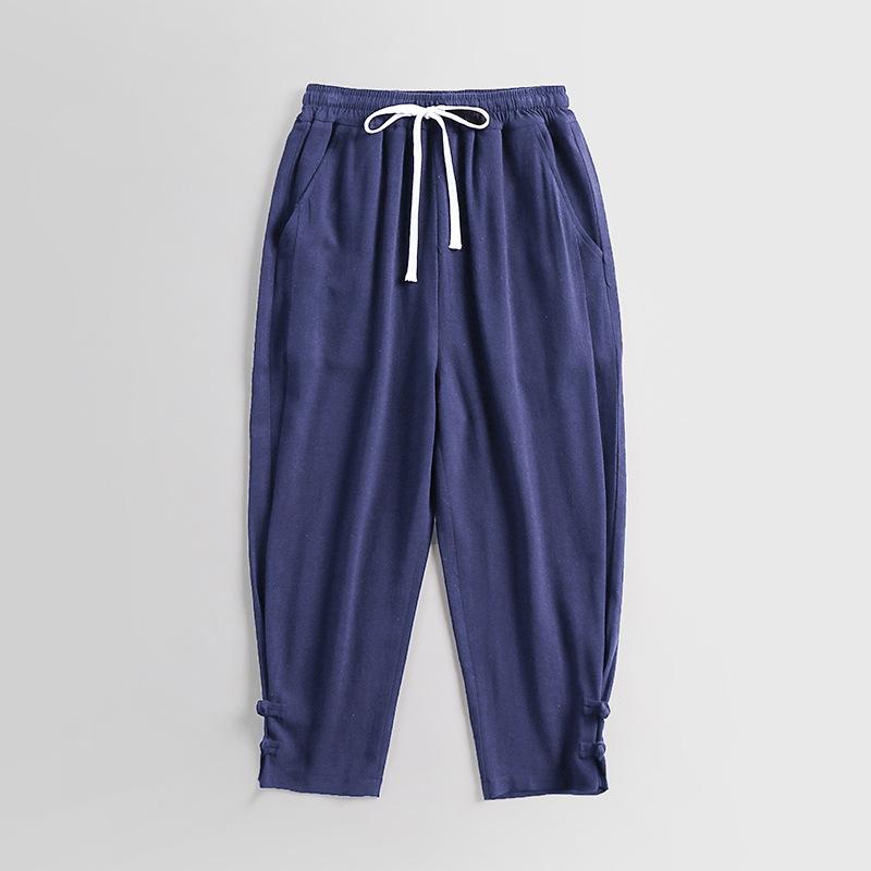 Hosen Große Größe Sommer Männer Baumwolle Hohe Große Größen Breite Bein Leinen Hose Übergroße Jogger Hosen Männlich Plus größe Lose Hosen Männer 9XL blau
