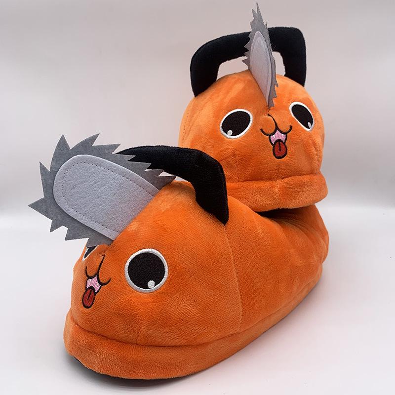 Pochita Chainsaw Man Teufel Plüsch Hausschuhe - Niedliche Baumwoll Winter Hausschuhe für Männer & Frauen 36-42