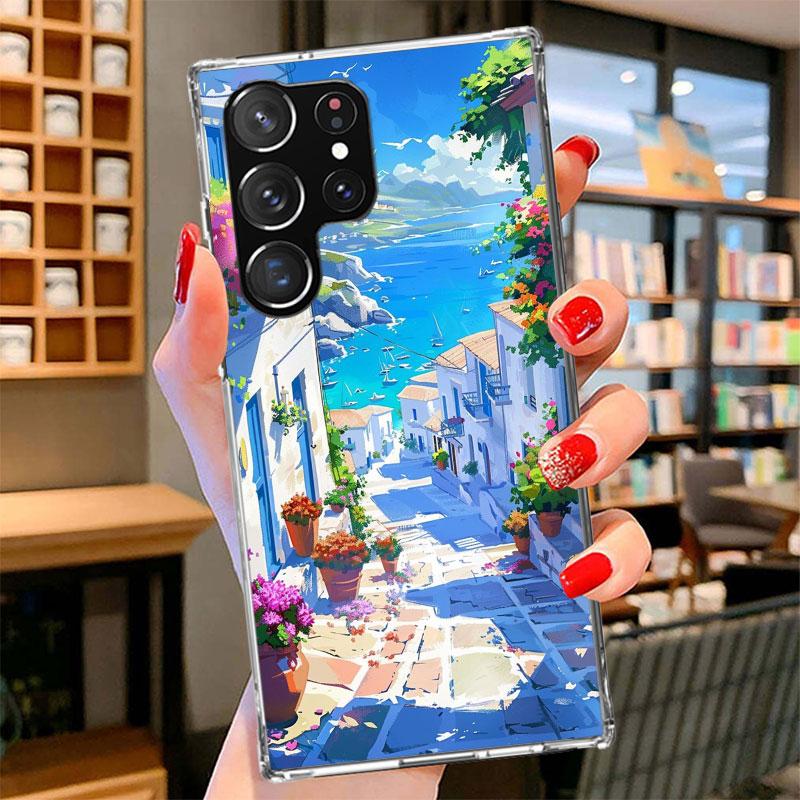 Griechenland im Sommer Santorini Handyhülle für Samsung Galaxy S26 S25 Edge S24 Ultra S23 S22 Plus S21 S20 FE Weiche Hülle Galaxy Samsung S23 Plus