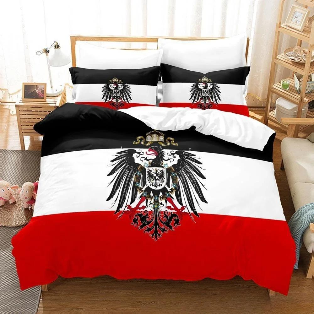 3D-Druck Deutschland Flagge Bettwäscheset Einzelbett Twin Full Queen King Size Bettset Erwachsener Kind Schlafzimmer Bettbezugsets Heimtextilien EU SuperKing 260x220