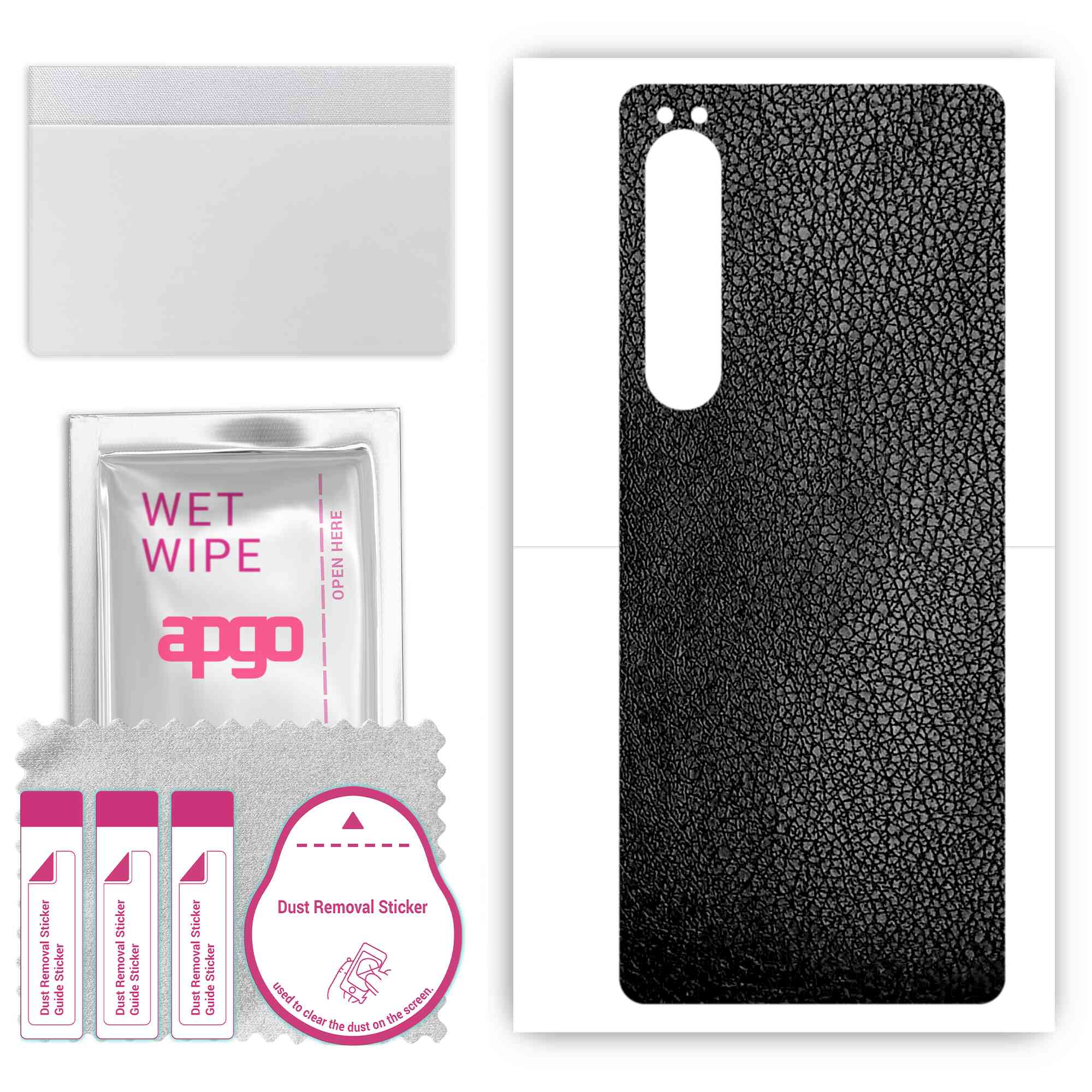 apgo Skin Schutzfolie für die Rückseite kompatibel mit Sony Xperia 1 IV, Wrap Film, Folie, Vinyl - Muster Schwarz Leder