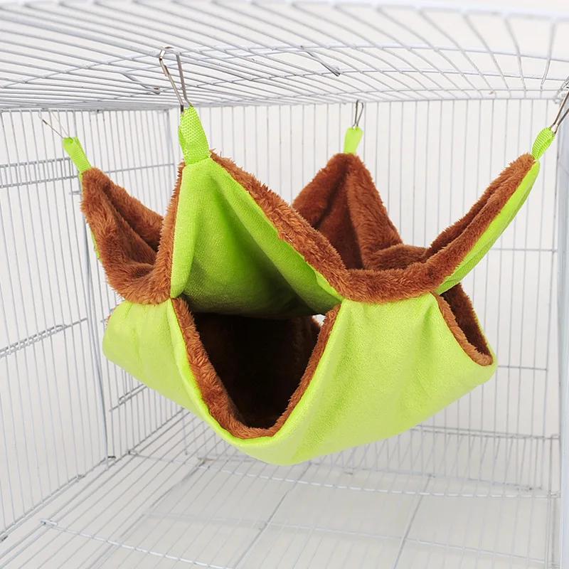 Doppellagige Plüschhängematte für Haustiere, warmes Hängebett für Hamster, Hängebett für Frettchen, Hängematte für Katzen und Nagetiere, Hängematte für Hamster, Haustierbedarf S
