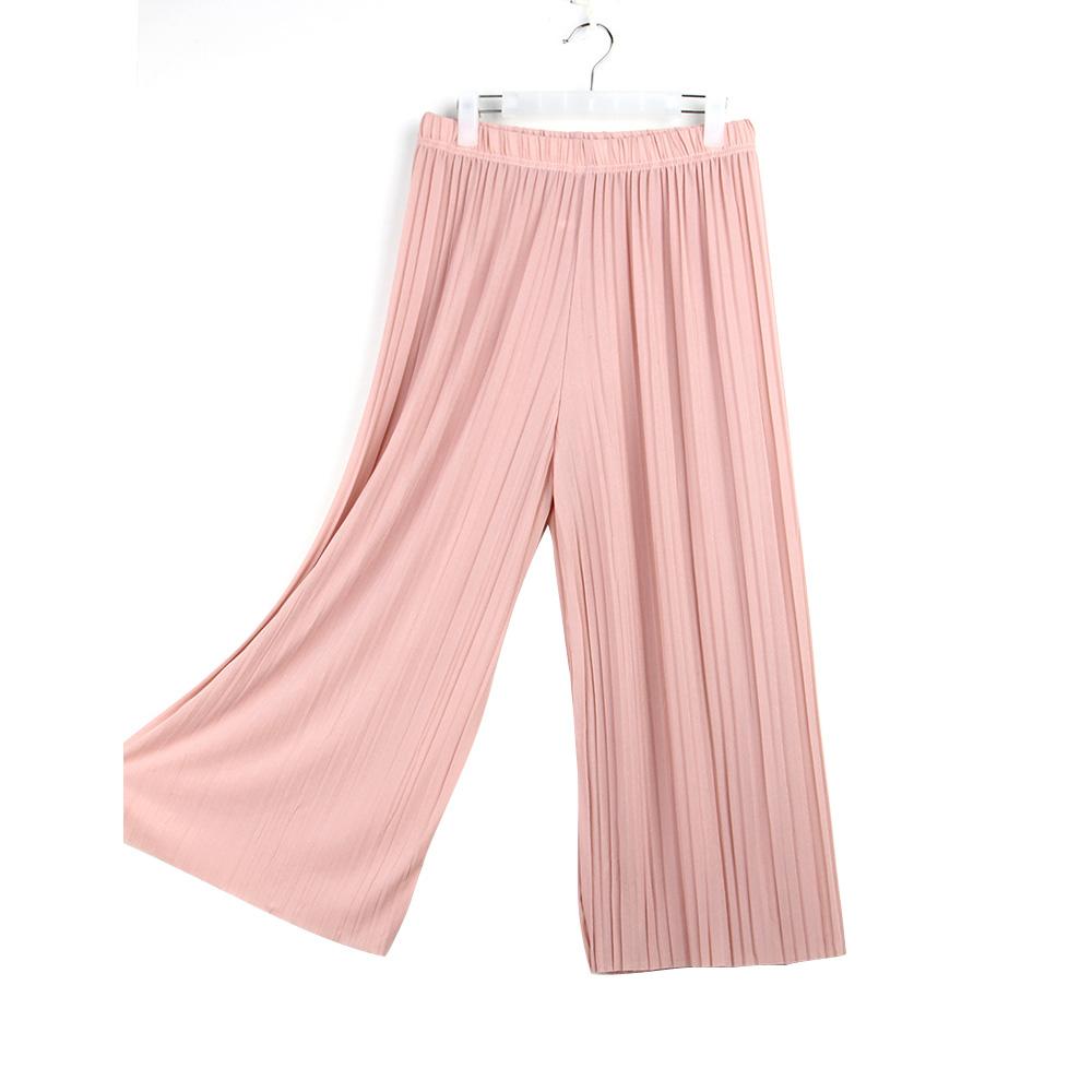 Falten Gefaltete Hosen frauen Hosen Für Frauen Böden Frühling Sommer Casual Hose Mittlere Taille Breite Bein Hosen Weibliche one size rosa