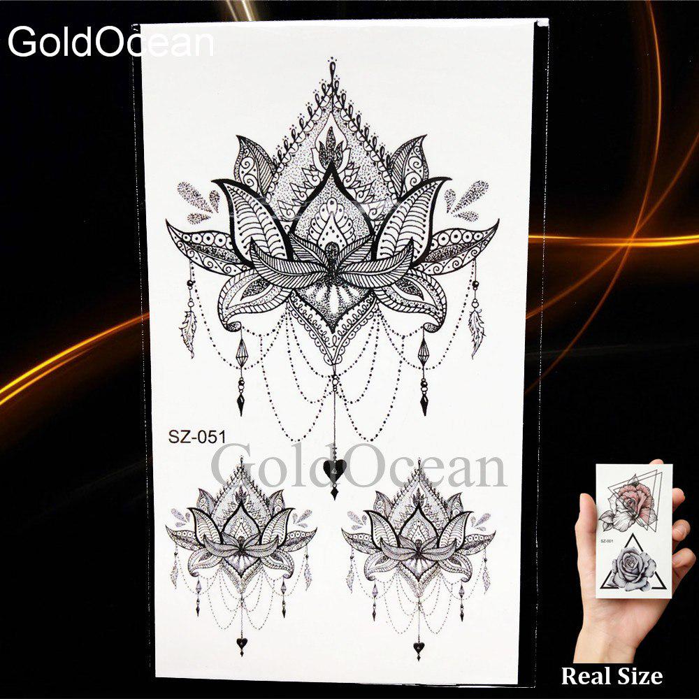 1PC Schwarz Kleine Pfote Körper Arm Henna Lotus Anhänger Tattoo Aufkleber Knöchel Einhorn Fake