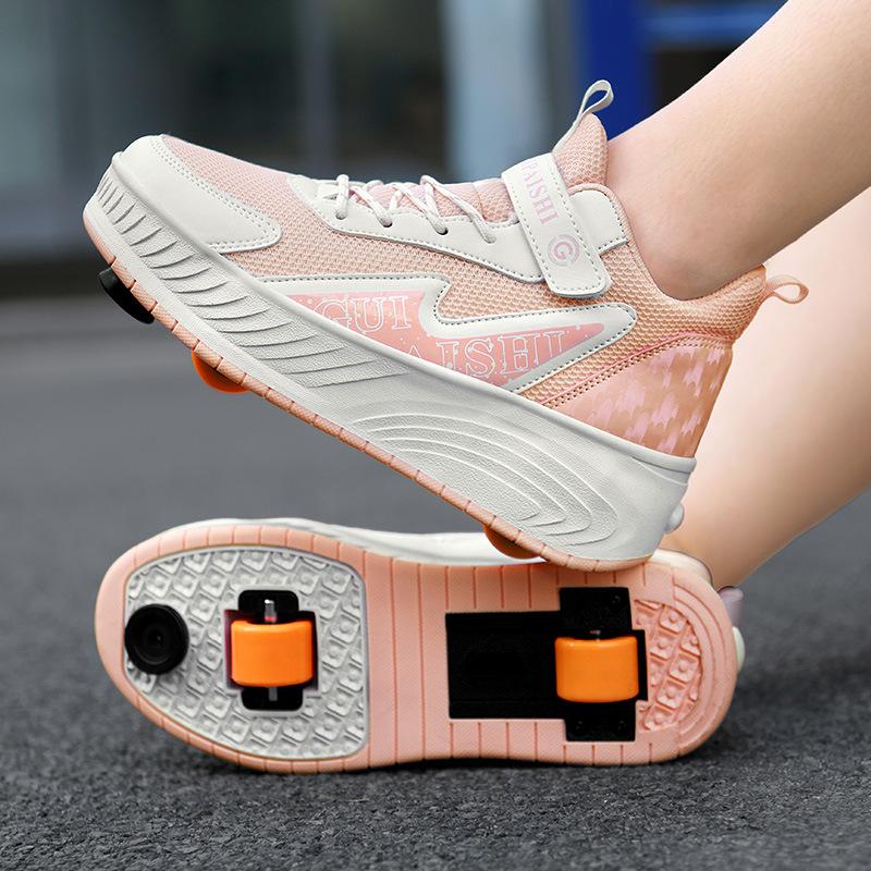 Neue verbesserte Ausreiß-Schnürsenkel, Bremsen, Jungen-Ausreißschuhe, Mädchen-Kinderrollen, Schuhrollen, Vier Räder, Doppelräder mit Rädern 39