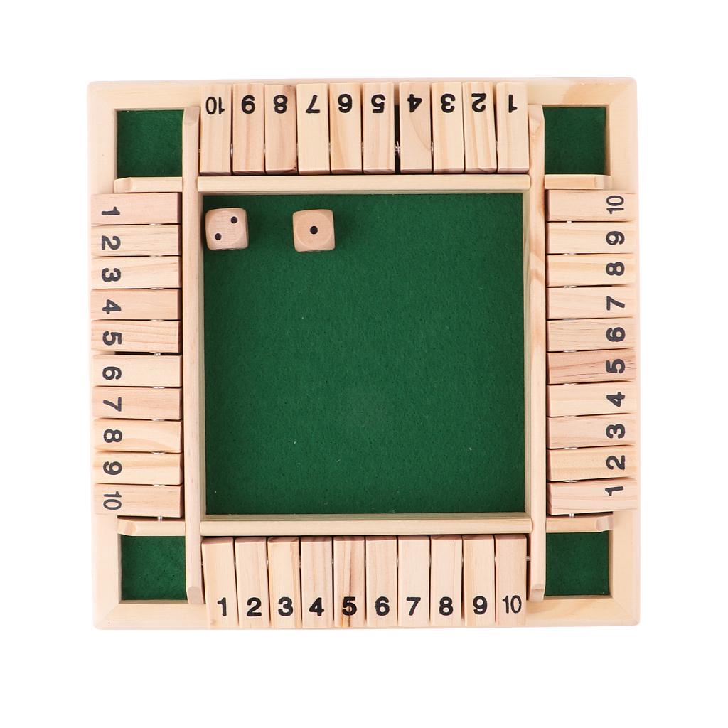 Arithmetische Würfel Brettspiel Vierseitige Klappkarten Spiele Box Würfel Spielzeug Holzklappen Würfel 4 Spieler Party Zahlenspiel Brettspiele beige