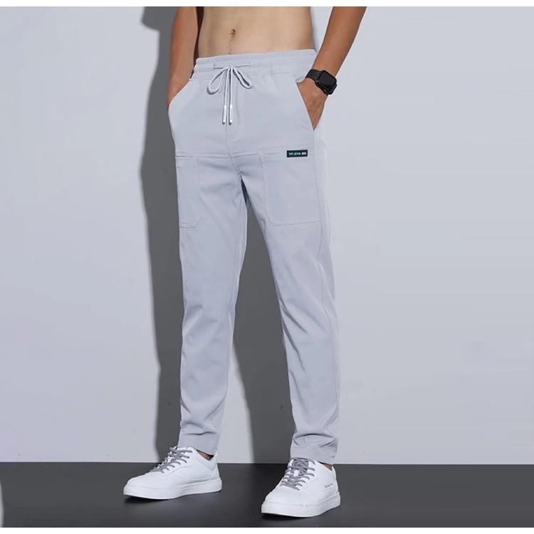 Sommermode Lockere Gerade Herrenhose Lässige Lange Hose für Herren Herrenmode Freizeithose Schmal geschnittene Jogginghose M-5XL M licht grau