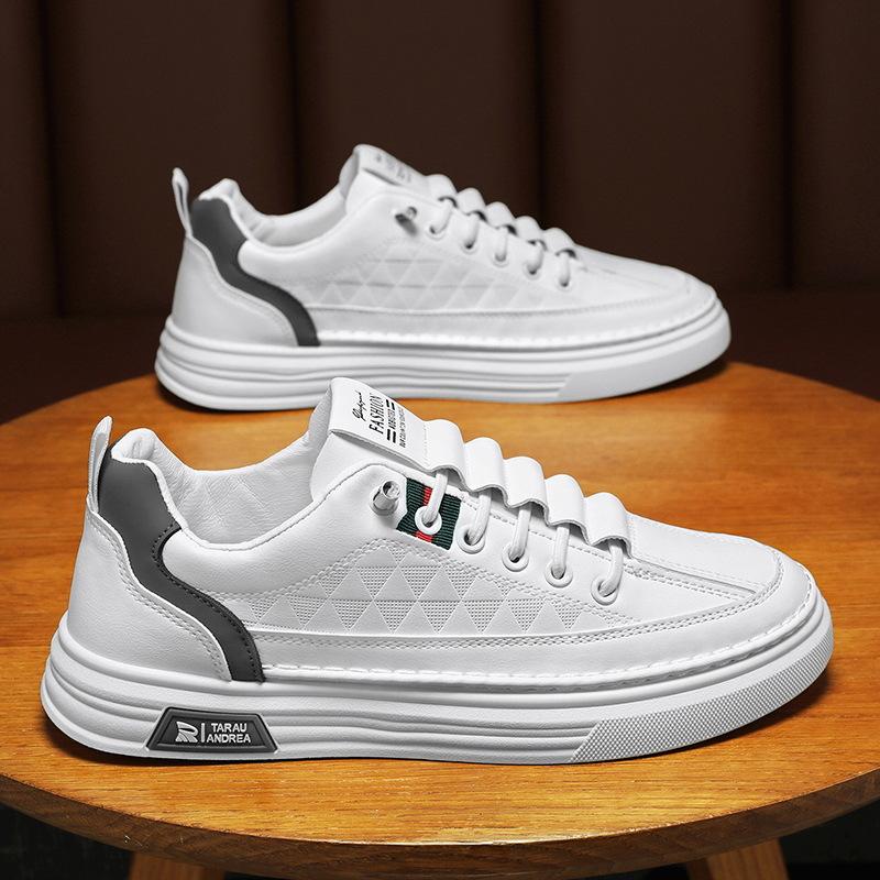 Frühlings Herrenschuhe Neue Atmungsaktive Schuhe für Herren Studenten Trendige und Vielseitige Weiße Schuhe für Herren Sport und Freizeit Board Schuhe Trendige Schuhe 44 white