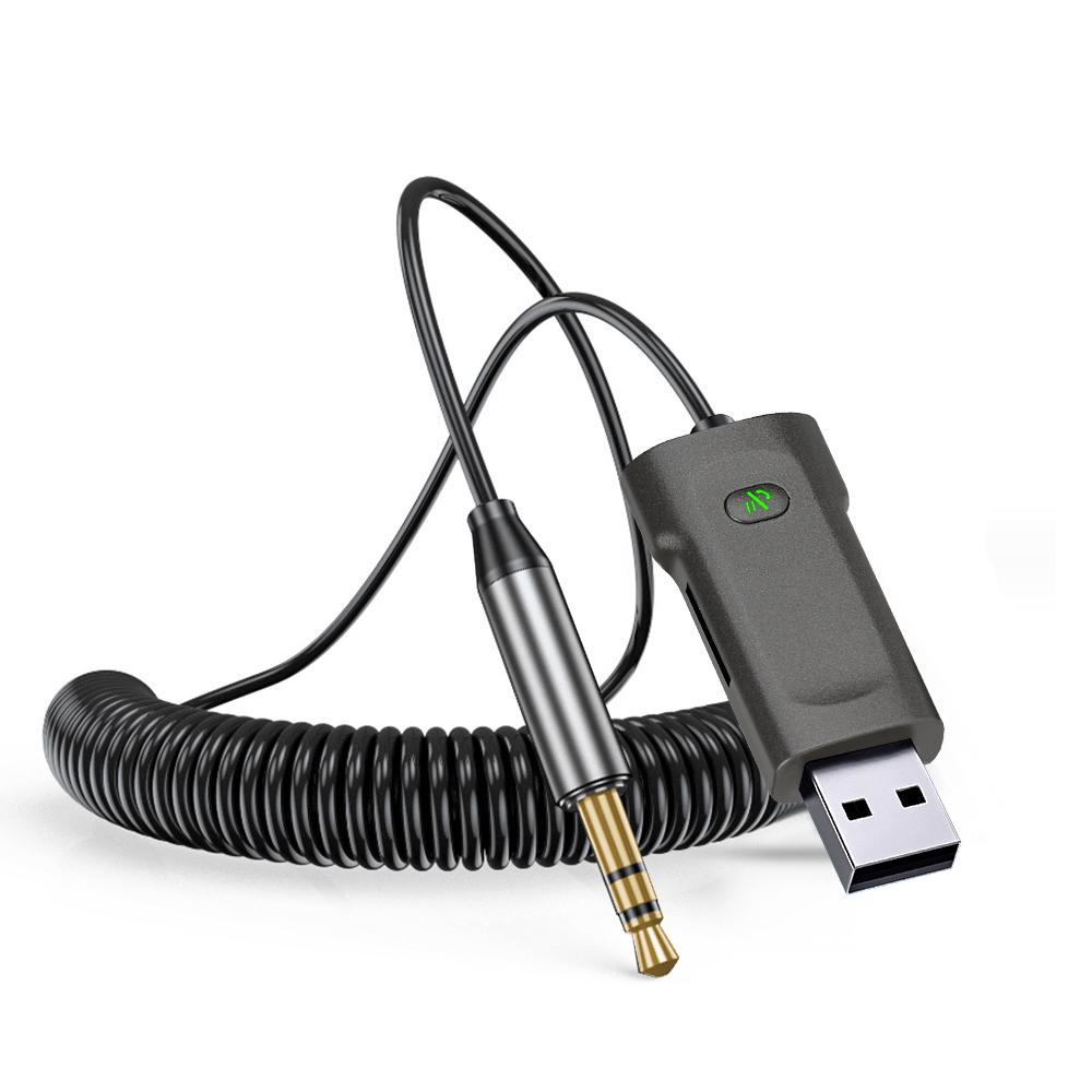 Bluetooth Aux Adapter Dongle USB auf 3,5 mm Klinke Auto Audio Aux Bluetooth 5.0 Freisprecheinrichtung für Autoempfänger BT Sender BT750 schwarz