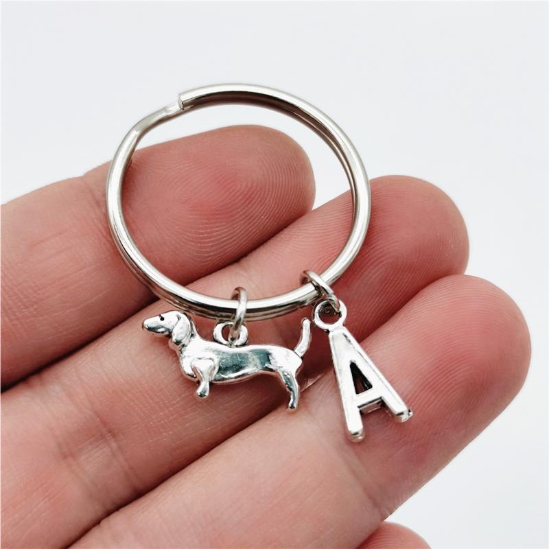 26 Buchstaben Dackel Schlüsselanhänger Haustier Hunde Anhänger Schlüsselanhänger Niedliche Tier Hunde Schlüsselanhänger Hundeliebhaber Schmuck Freunde Geschenke A