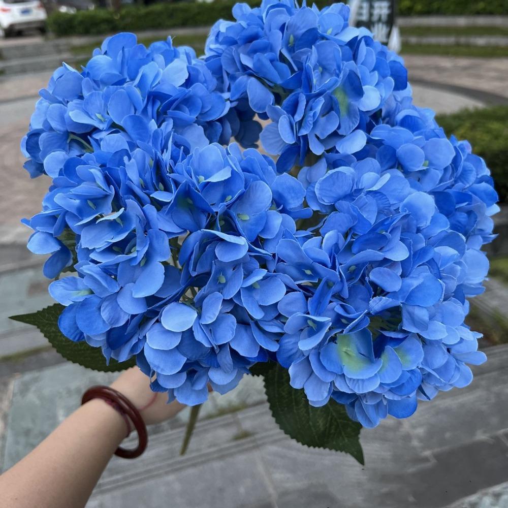 Seiden Künstliche Hortensienblume 5 Köpfe Simuliert Hochzeit Floral für Zuhause Party Hochzeit blau