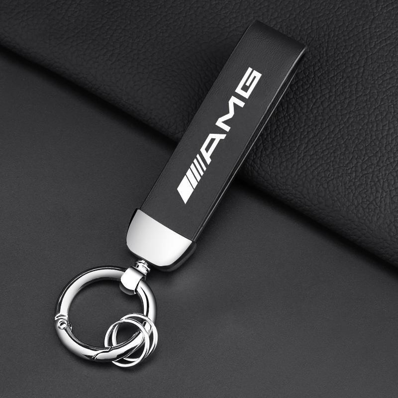 Metall Leder AMG LOGO Schlüsselanhänger Schlüsselkette Auto Emblem Schlüsselanhänger Zubehör für Mercedes Benz E260 E200 E300 W205 W212 W166 W176 W242 S212 X166