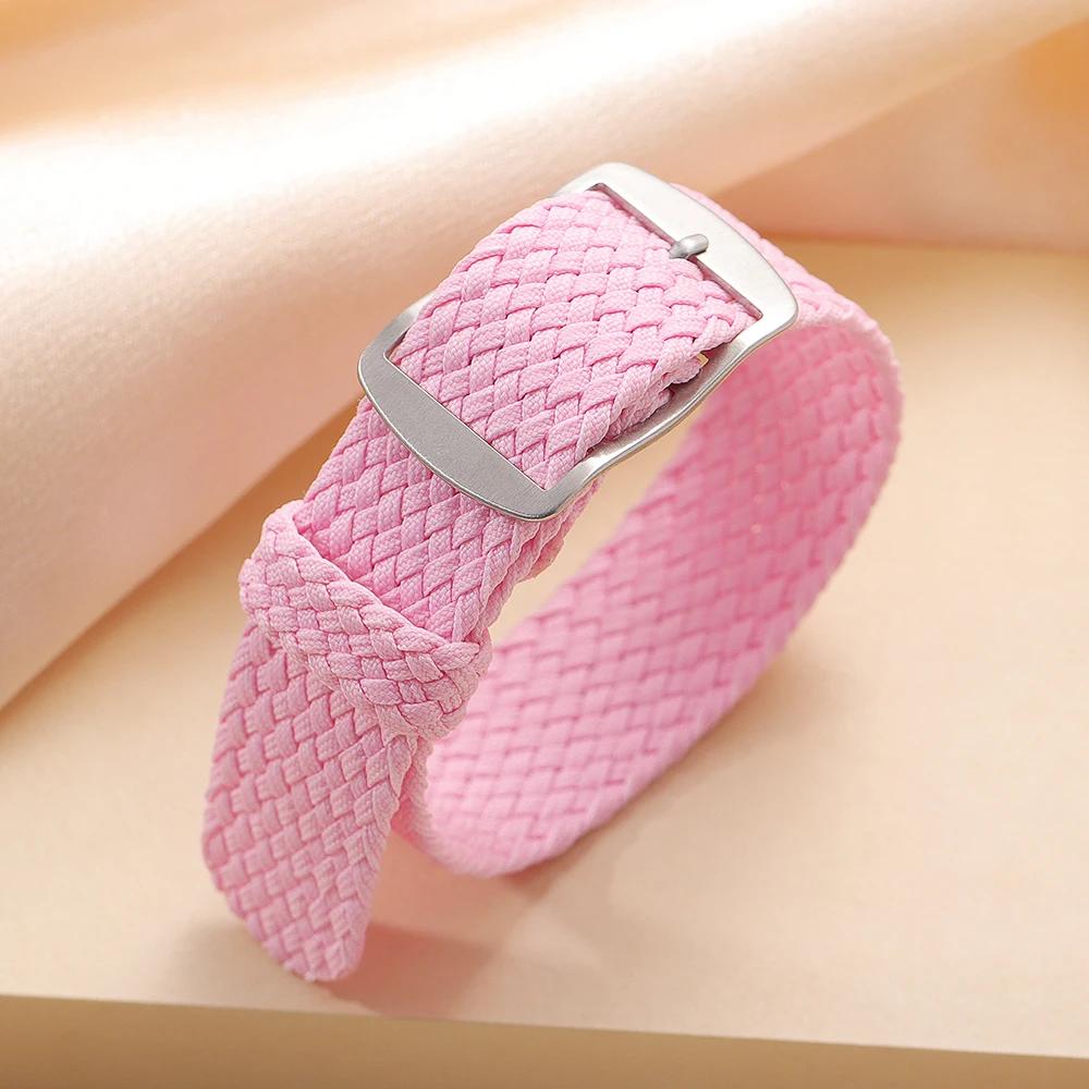 14mm 16mm 18mm 20mm 22mm Nylon Gewebtes Canvas Uhrenarmband Herren Damen für Perlon für Omega Armband Uhrenarmband Sport Armband Zubehör 18mm rosa