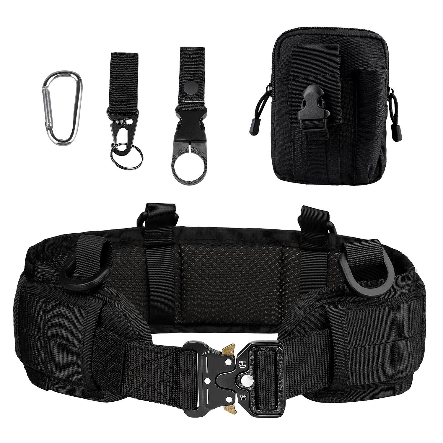 Jsjm Taktischer Gürtel Verstellbarer Gürtel Outdoor Arbeit Herren Gürtel Kampf Cs Jagd Paintball Gepolsterte Hüftgurte Tasche black