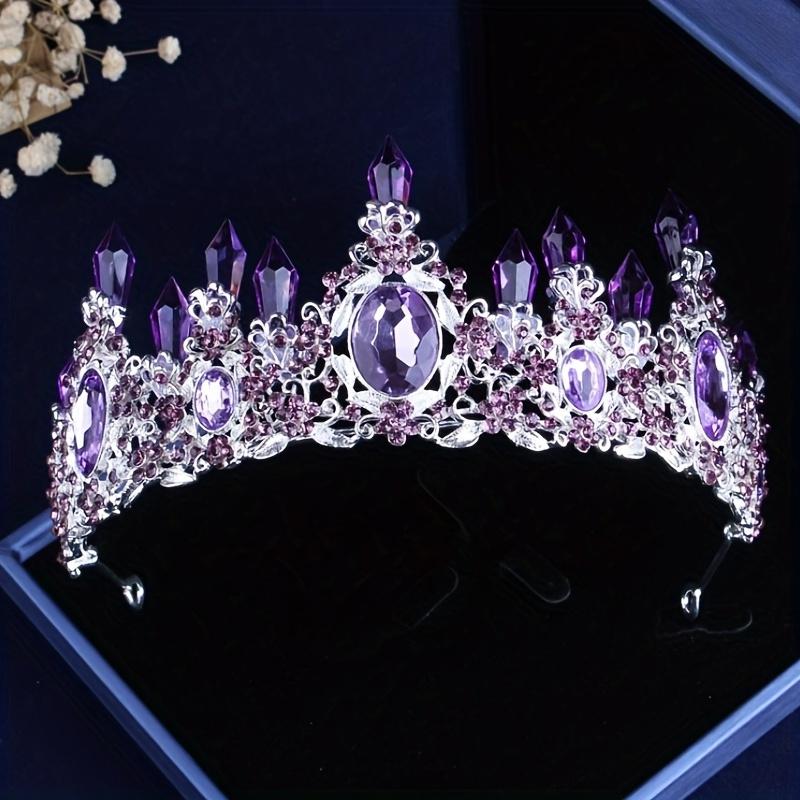 Hochwertige atmosphärische Brautaccessoires, lila Kronen-Halskette, Ohrring-Set, Brautkleid-Set, Hochzeitszubehör, Bühnenperfo white