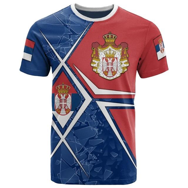 Mode-Trend Männer Casual T-shirt Serbien Flagge Nationalen Emblem 3d Druck Übergroßen Lose T-shirt Harajuku Street Top L