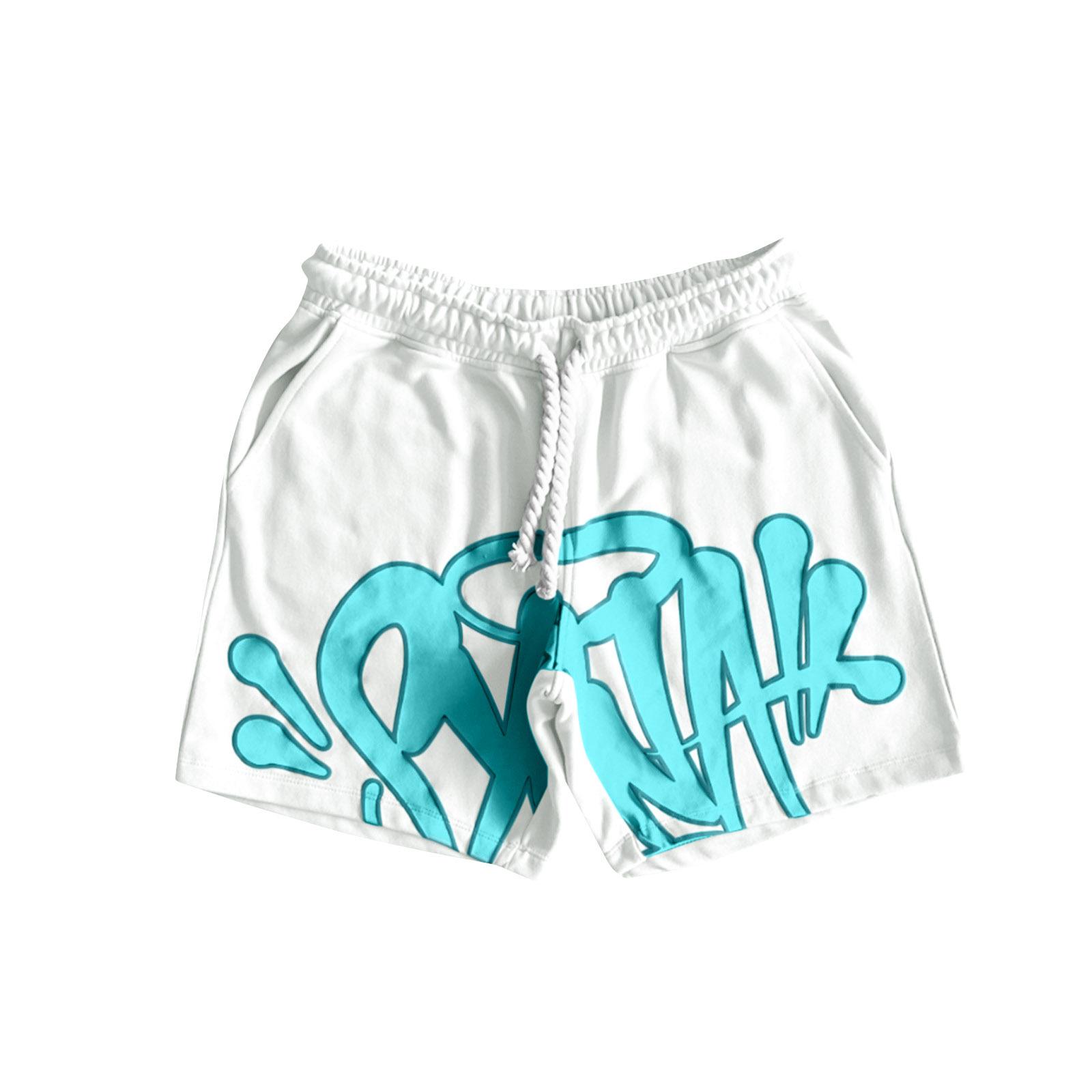 Europäische und amerikanische Street-Hip-Hop-Buchstabendruck lockeres kurzärmeliges Kinderbekleidung Sommer trendige Marke Freizeit-Sportanzug 120 white