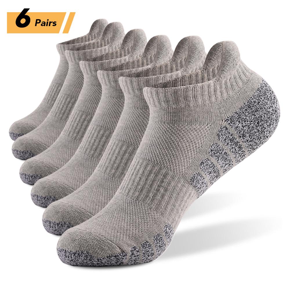 6 Paar Sport-Söckchen, athletische Low-Cut-Socken, dicke Strick-Herbst-Winter-Socken, atmungsaktive, schnell trocknende Socken, verschleißfest, leicht, rutschfest XL hellgrau