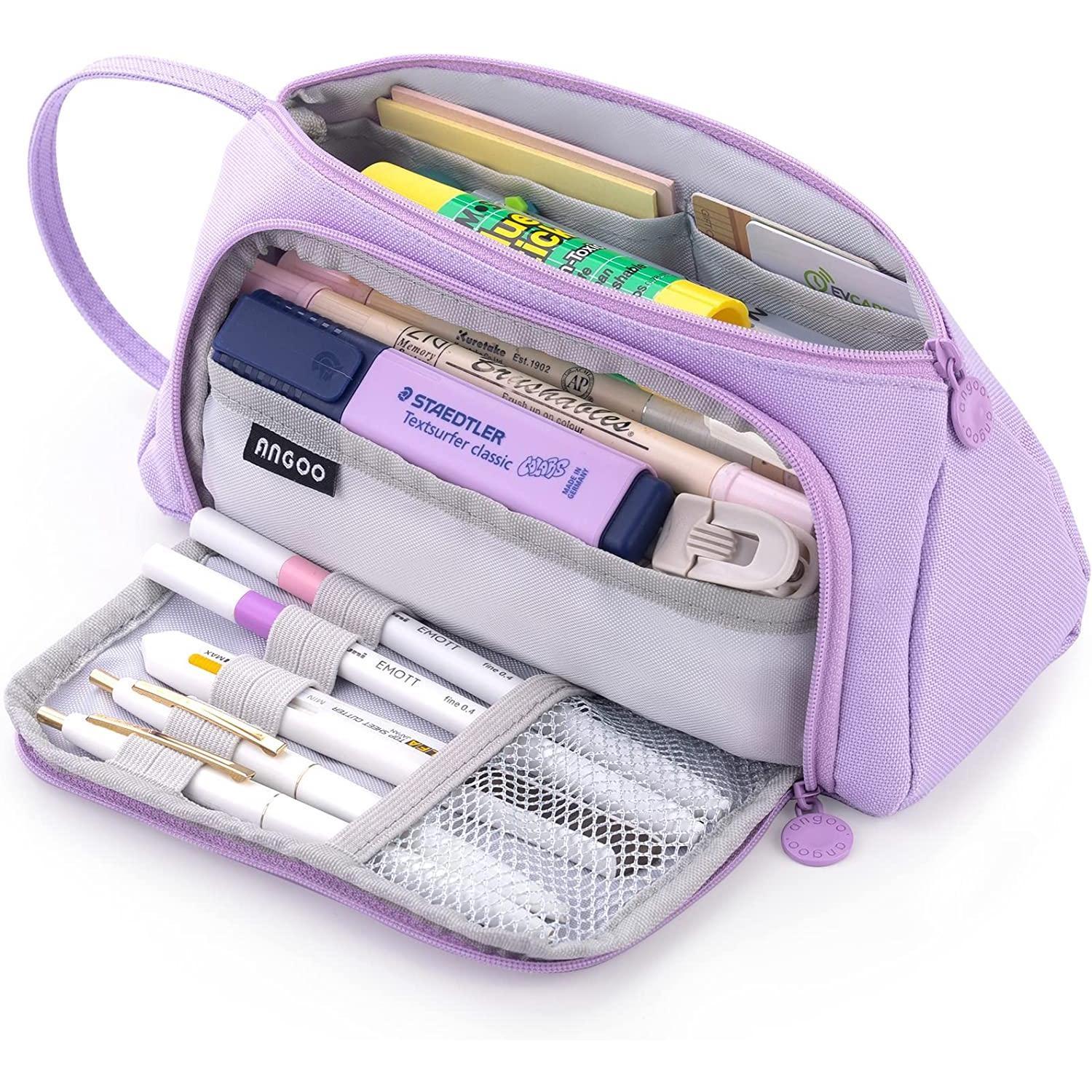 1PCS Multi Funktionale Schreibwaren Box Slot Schreibwaren Lagerung Taschen Kreative Teen Student Erwachsene Große Kapazität Bleistift Fall violett