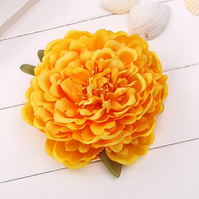 Tuchkunst Pfingstrose Blume Brosche Stoff Anstecknadeln Kleid Strickjacke Abzeichen Corsage Hochzeit Broschen Für Frauen Kleidung Zubehör gelb