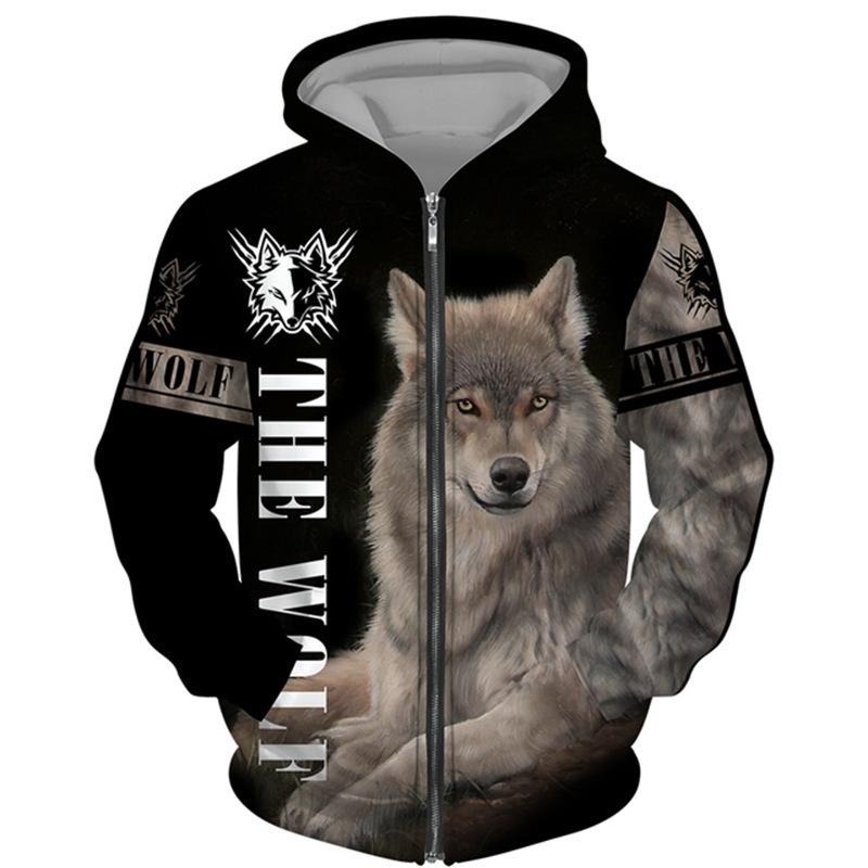 Frühling Herbst 3D Wolf Serie gedruckt Reißverschluss Hoodie Männer Frauen Paare Hoodie Hoodie Jacke Casual Fashion Jacke S