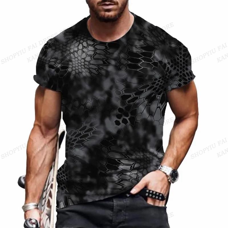 Herren Camo T-Shirt Camouflage 3D Druck T-Shirt Herren Mode O-Ausschnitt Kurzarm T-Shirt Outdoor T-Shirt Sportwear Tops T-Shirt Fitness 4XL