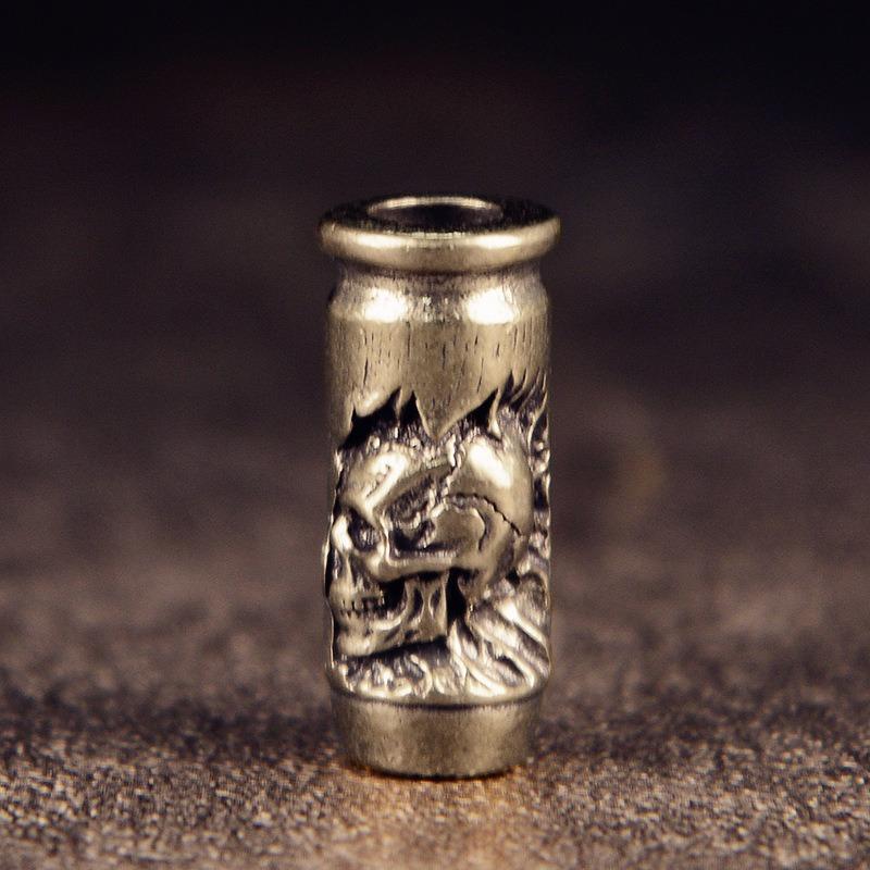 Totenkopf Kreuz Kugel Messing Messer Perlen EDC DIY Paracord gewebte Armbänder Lanyard Schlüsselanhänger Anhänger Zubehör Outdoor-Werkzeug Behänge Dekore