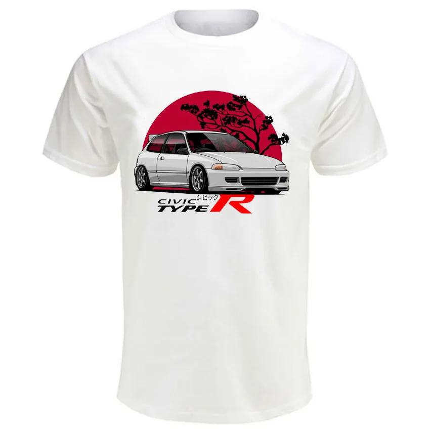 Hip Hop Japan Style Herren Kurzarm JDM Mugen Power T-Shirt Honds Civic Type R EG EK Auto Klassische T-Shirts Junge Lässig Weiße T-Shirts M